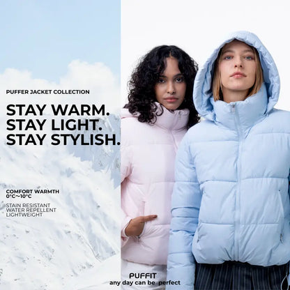 WarmCore™ Short Faux Fur Lined Detachable Hooded Puffer Jacket