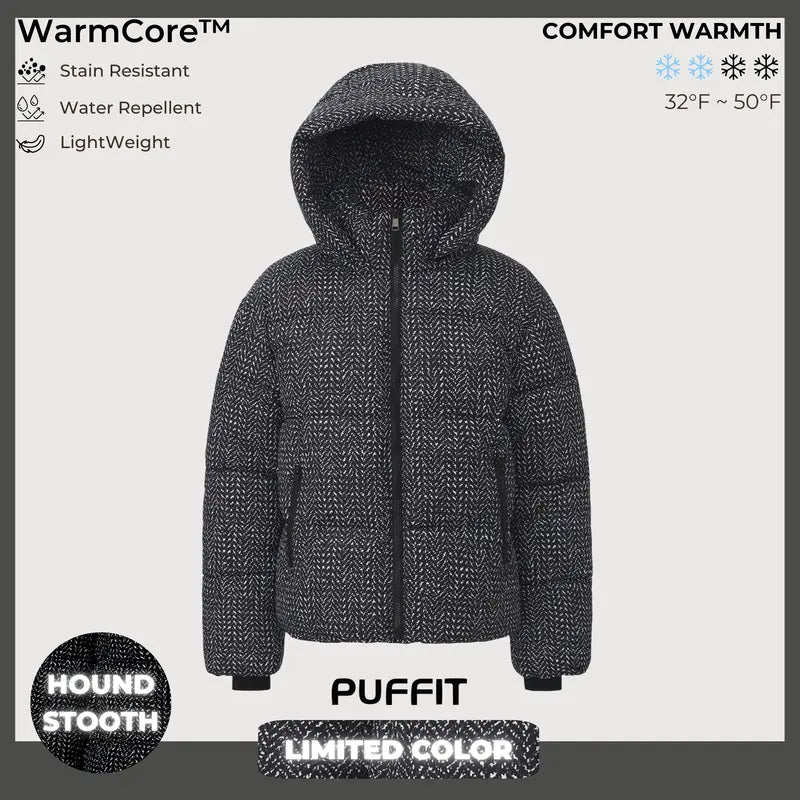 WarmCore™ Short Faux Fur Lined Detachable Hooded Puffer Jacket