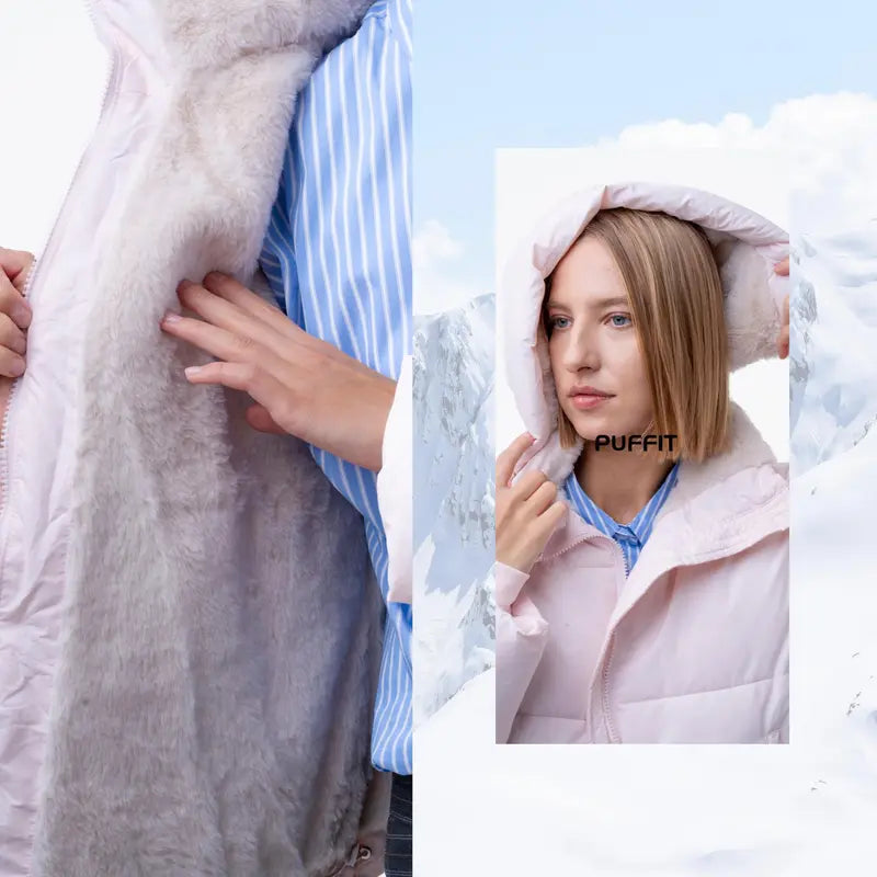 WarmCore™ Short Faux Fur Lined Detachable Hooded Puffer Jacket